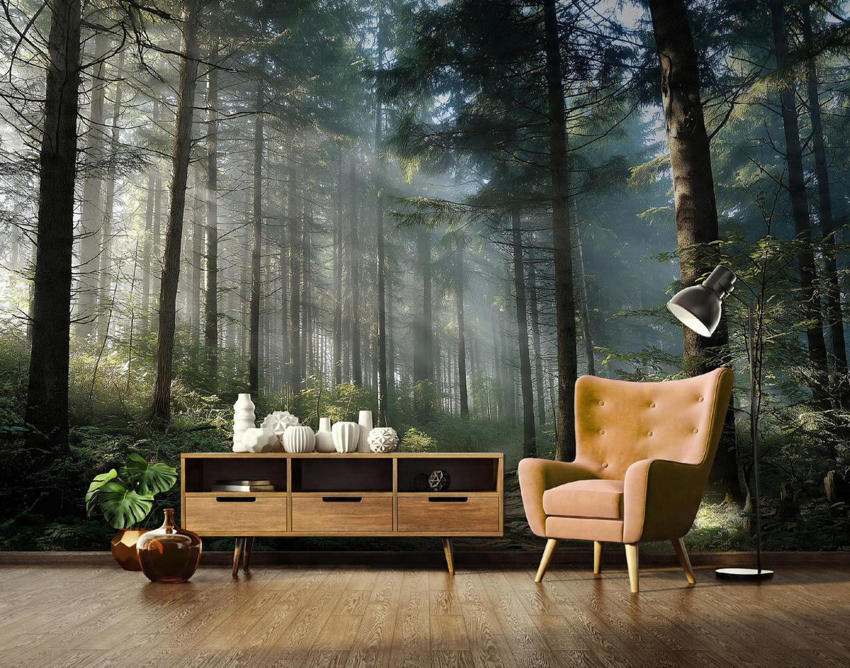 VLIESTAPETE Wald 3D Effekt Natur Schlafzimmer 150x105 - Multicolor, Papier (150/105cm) - Wallarena