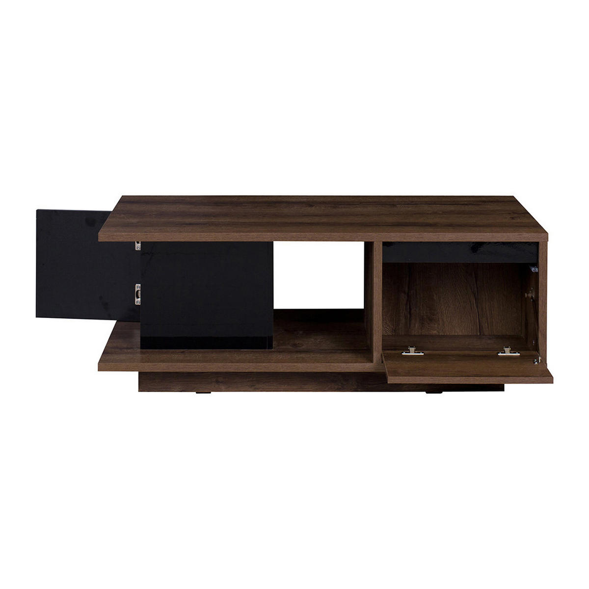 COUCHTISCH Devon mit 2 Türen, Eiche monastery - Eichefarben/Schwarz, Holzwerkstoff/Metall (65/120/46cm) - Beautysofa