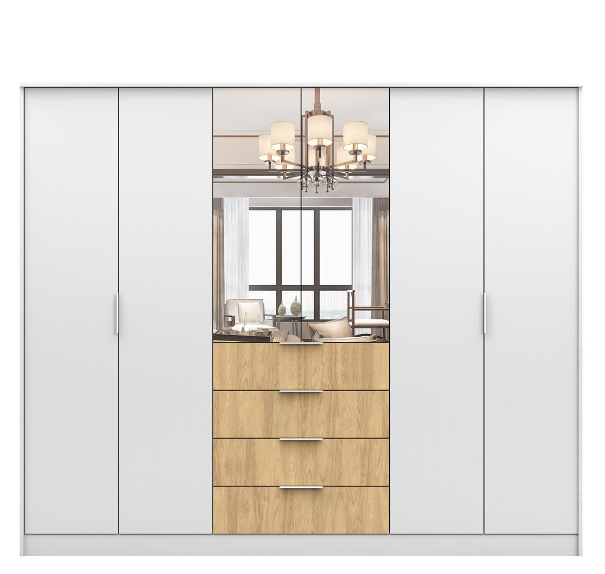 DREHTÜRENSCHRANK - Schrank WETA 230 - Weiß, Holzwerkstoff (230/215/50.5cm) - Möblo