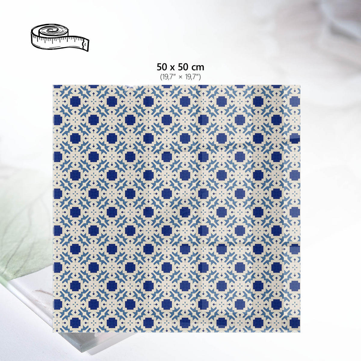 TISCHPLATTE 50x50 cm – Geometrisches Mosaik - Grau, Glas (50/50/0.4cm) - Wallfluent