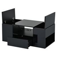 COUCHTISCH 100/50/40 cm in Schwarz mit LED-Beleuchtung und Stauraum - Schwarz, Holzwerkstoff (100/50/40cm) - Flora Grace