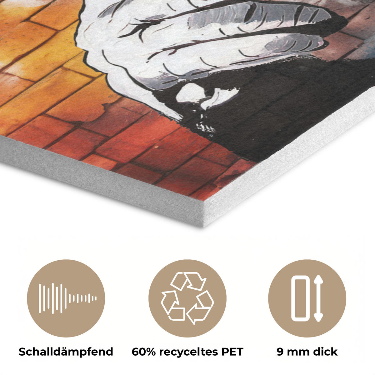 AKUSTIKBILD Affe - Graffiti - Musik Akustikpaneele 90x60 cm - Multicolor, Kunststoff (90/60/0.9cm) - MuchoWow