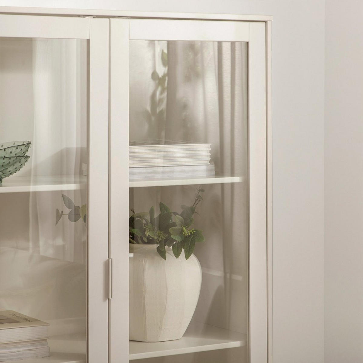 VITRINENSCHRANK DOPPELTER Elian Weiß 100 cm x 170 cm - Weiß, Holzwerkstoff (100/170/39cm) - Klast Home