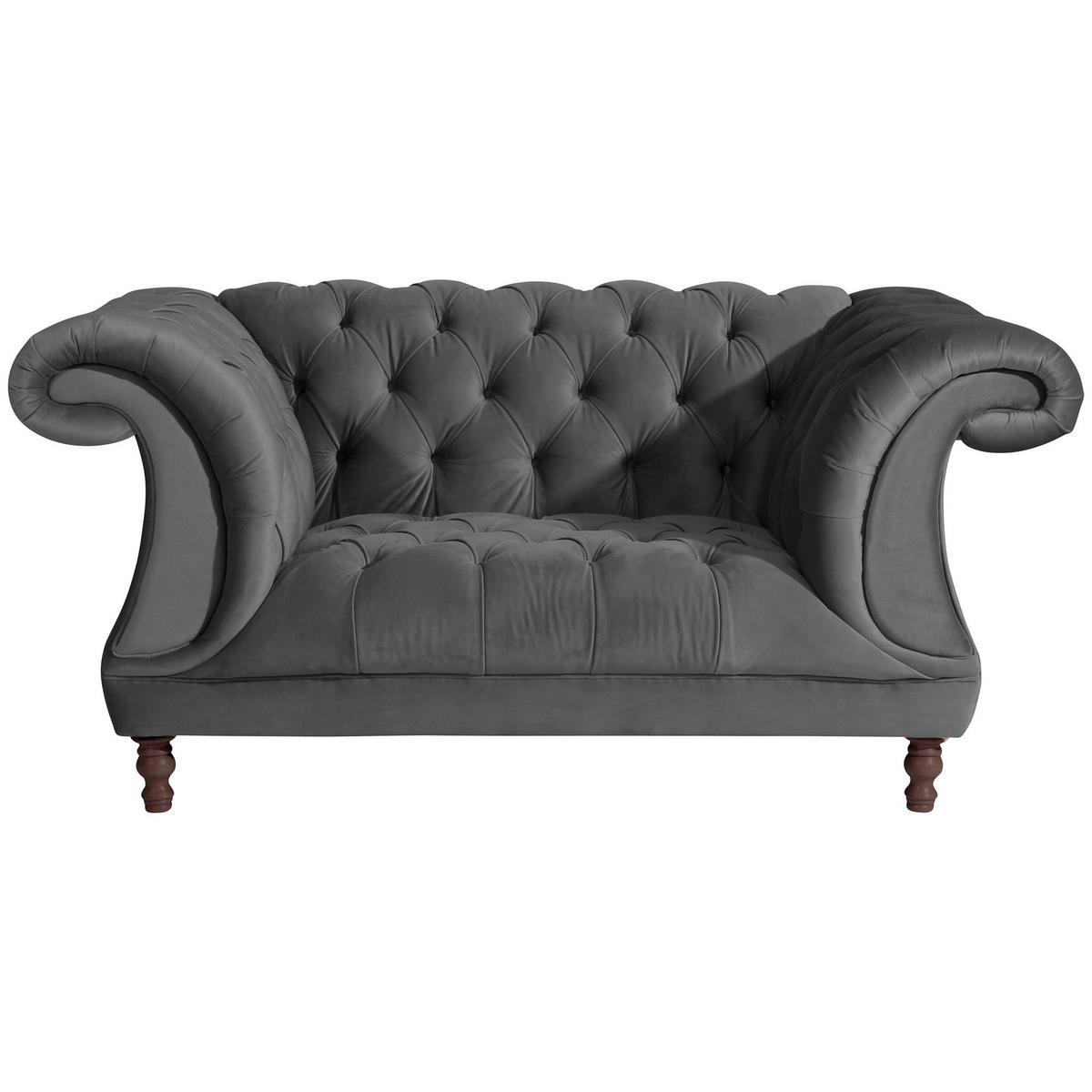 CHESTERFIELD Sessel Kaylin Samtvelours anthrazit - Anthrazit, Kunststoff (100/80/167cm) - 58aufmkessel