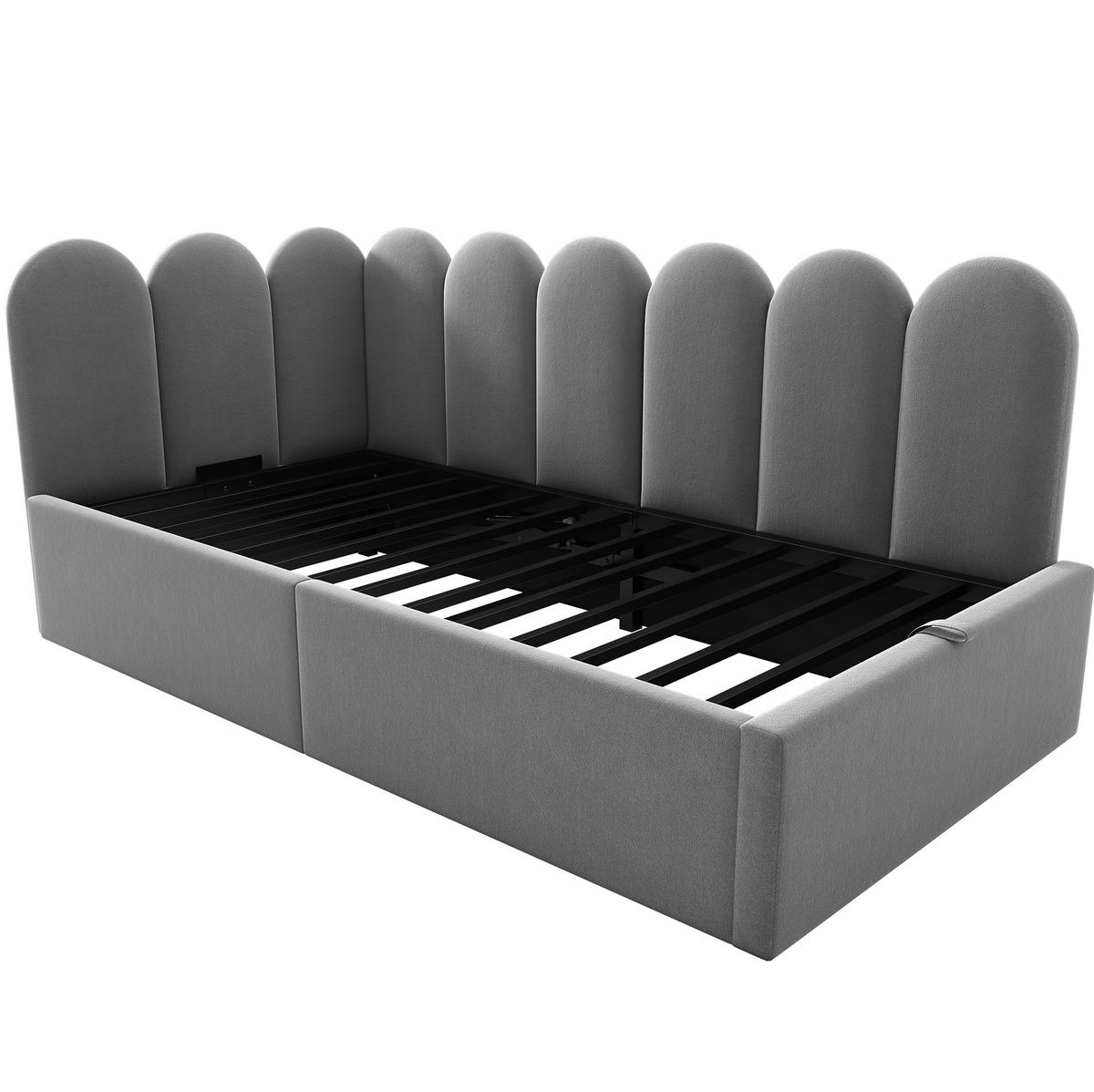 POLSTERBETT 90/190 cm Grau aus Samt mit Stauraum - Grau, Textil (90/190cm) - OKMYHOME
