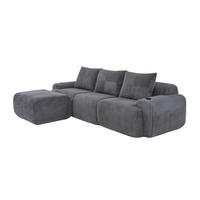 3-SITZER Sofa aus Cord 268x174x80 cm mit Cupholder & Seitentasche, dunkelgrau - Dunkelgrau, Textil (174/80/268cm)