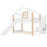 HOCHBETT, Etagenbett 90x200cm mit Rutsche und Treppe, Kinderbett mit Stauraum, Weiß - Weiß, Holz - LVHOM