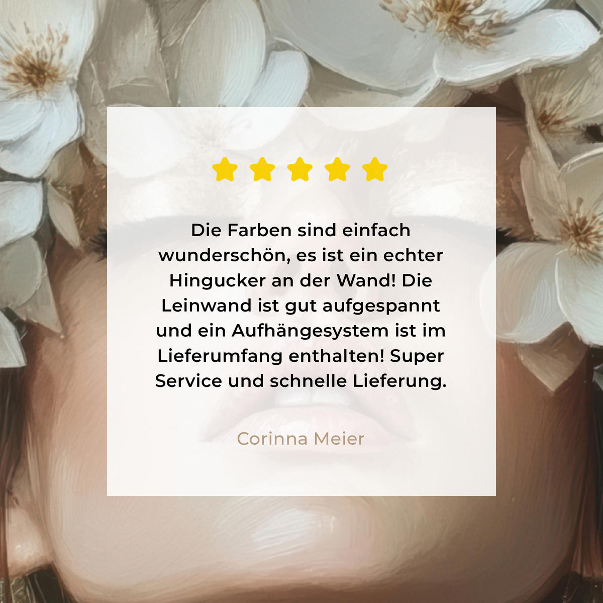 LEINWANDBILD Gesicht - Blumen - Gold - Abstrakt Deko Groß 90x90 cm - Goldfarben, Textil (90/90cm) - MuchoWow