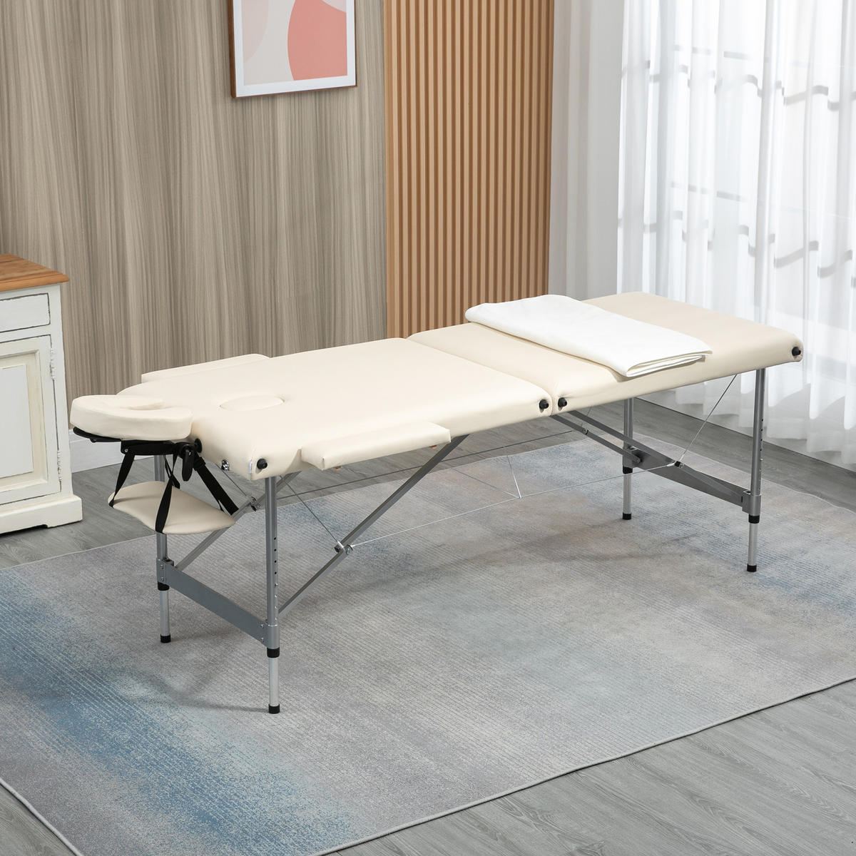 MASSAGELIEGE höhenverstellbar Beige - Beige, Metall (70/82/185cm) - HOMCOM