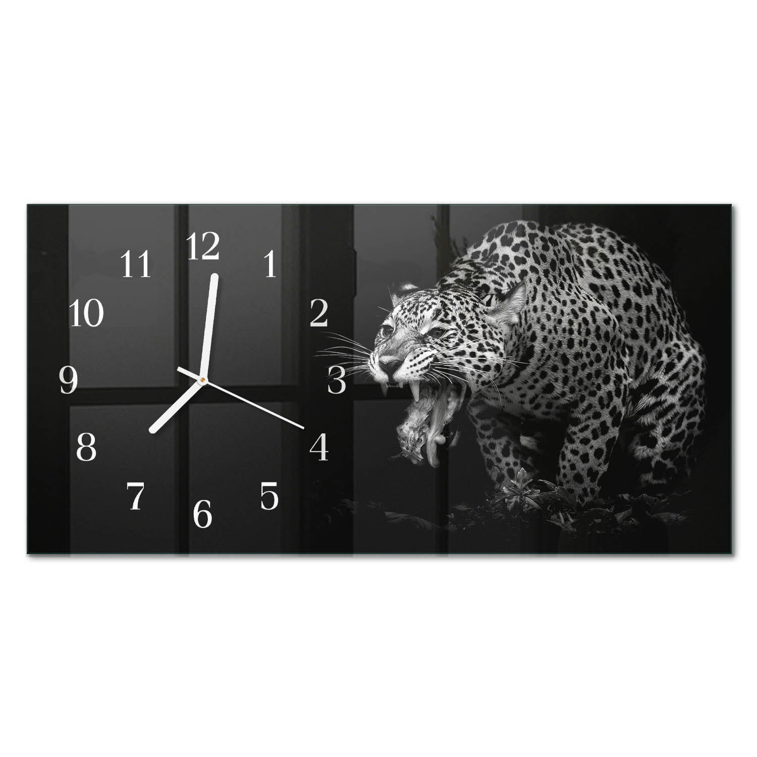 WANDUHR 60x30 cm - Stein - Schwarz, Glas (60/30/0.4cm) - TULUP
