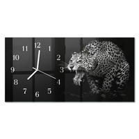 WANDUHR 60x30 cm - Stein - Schwarz, Glas (60/30/0.4cm) - TULUP