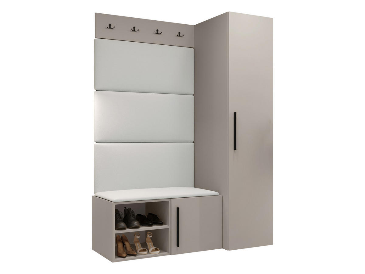 GARDEROBEN-SET Medi II - Kaschmir/Schwarz, Holzwerkstoff/Kunststoff (40/191/50cm) - MIRJAN24