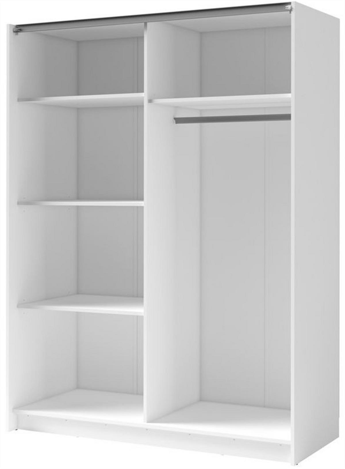 SCHWEBETÜRENSCHRANK ELRON 150,6/198,5/62cm 2-türig Weiß - Weiß, Holzwerkstoff (150.6/198.5/62cm) - MASSENO