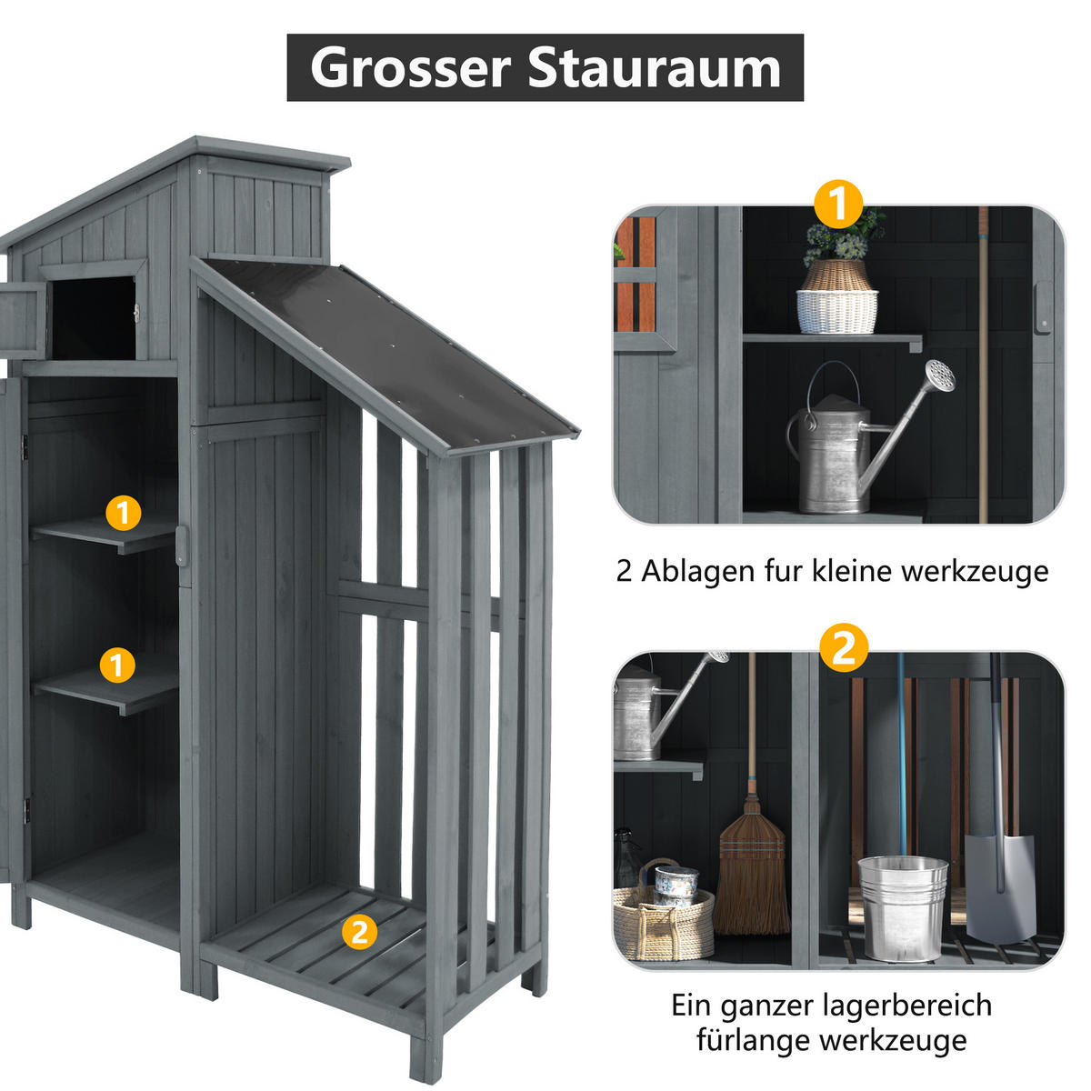 GERÄTEHAUS 124x46x174cm Grau Für Kleine Gärten - Grau, Holzwerkstoff (46/174/124cm) - FLIEKS