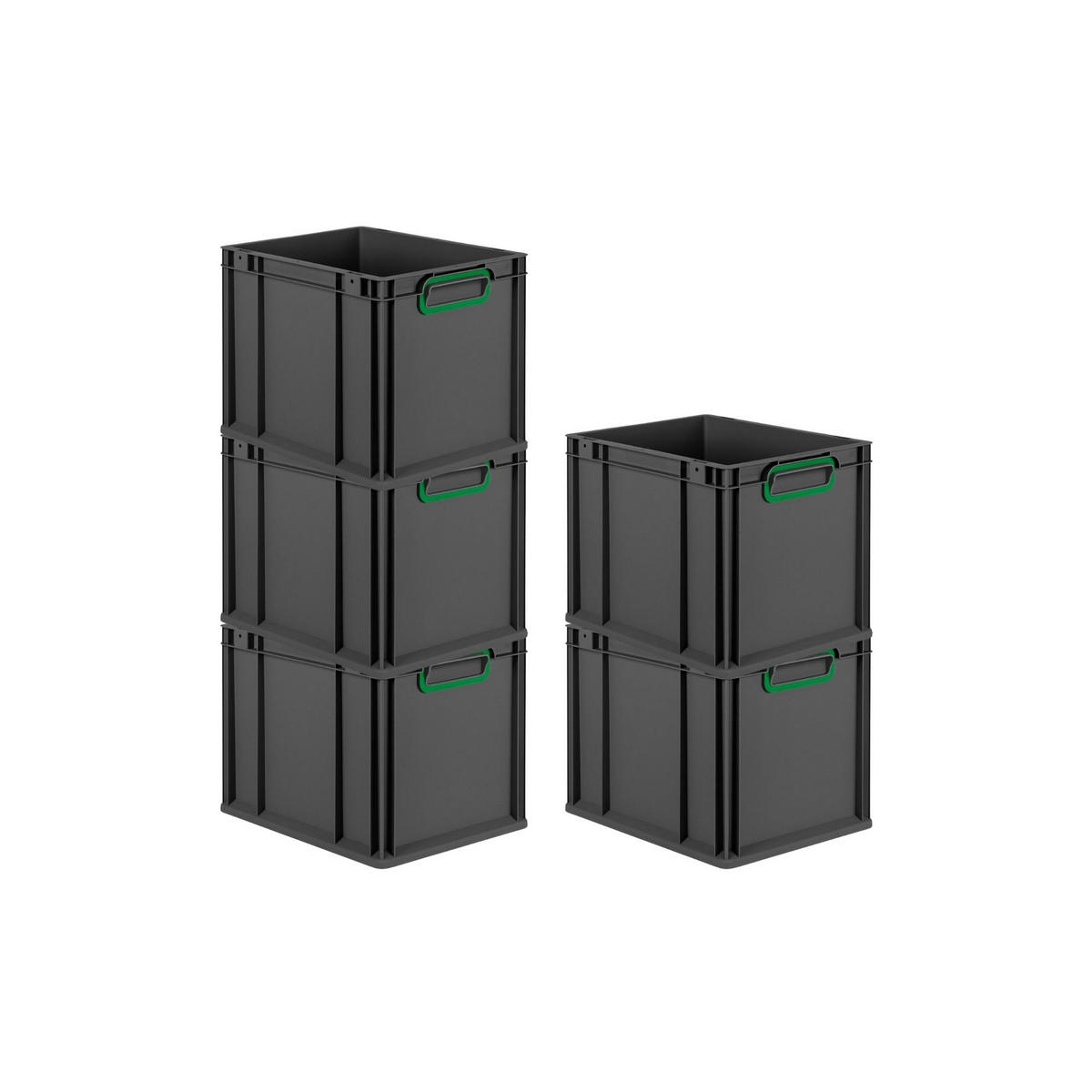 EUROBOX NextGen Color 32x30x40 cm 30 Liter Griffe grün zu, Schwarz - Schwarz/Grün, Kunststoff (30/32/40cm) - PROREGAL