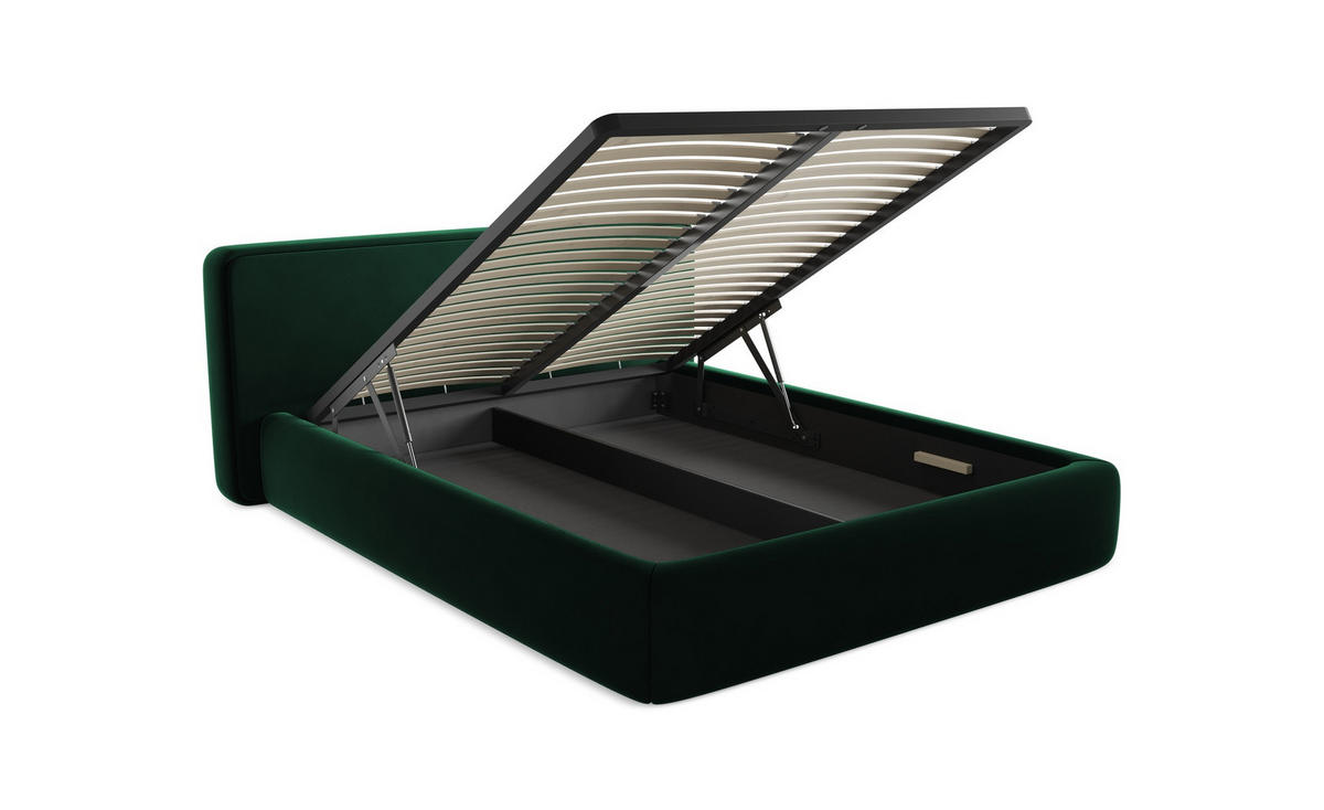 POLSTERBETT mit Lattenrost 200x260 Grün - Schwarz/Grün, Kunststoff/Textil (140/200cm) - Makamii