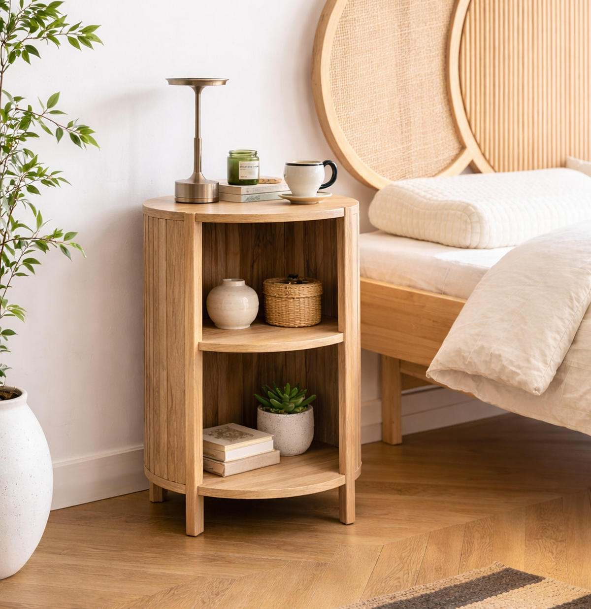 NACHTTISCH Rund Braun 40 x 40 x 63 cm - Braun, Holz (40/63/40cm) - Nordlys