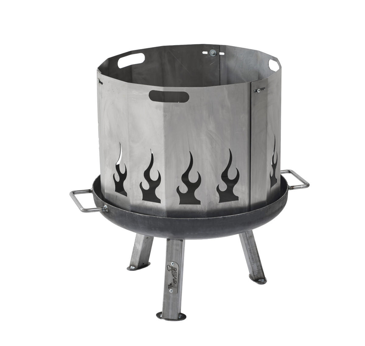 FEUERSCHALE BOMBE BASIC Ø 48 x 48 x 30 cm 8 kg aus Stahl 2,5 mm - Grau, Metall (48/30/48cm) - The Favilla