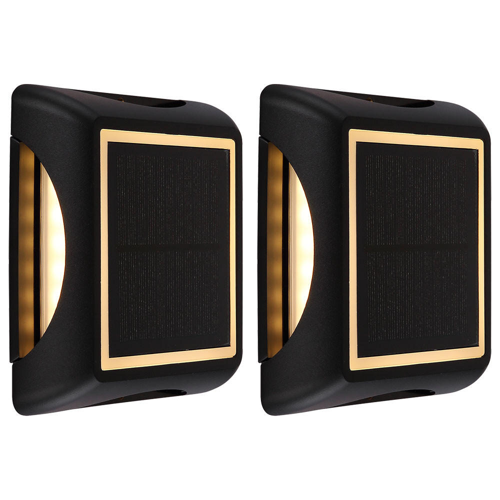 LED AUSSENLEUCHTE Kunststoff Schwarz 2er Set - Schwarz, Kunststoff (14/14/3.6cm) - Globo Lighting