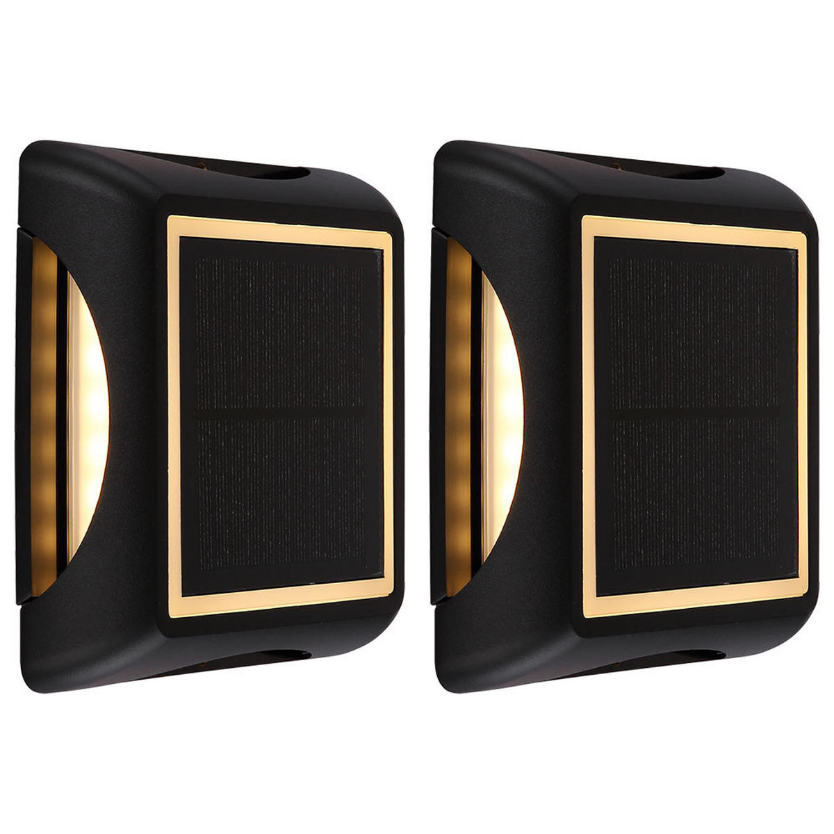 LED AUSSENLEUCHTE Kunststoff Schwarz 2er Set - Schwarz, Kunststoff (14/14/3.6cm) - Globo Lighting