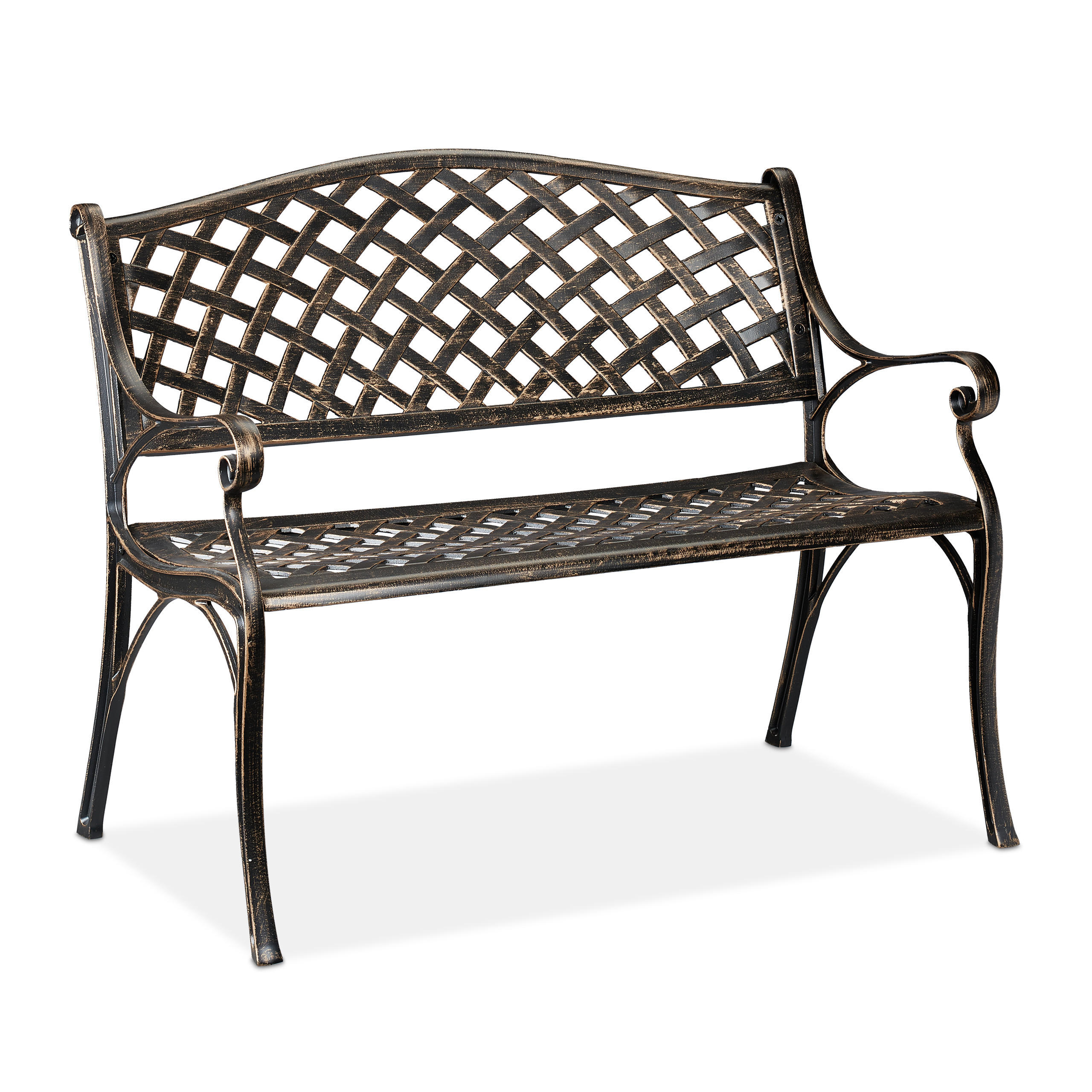 Relaxdays LAVICE Černo bronzová zahradní 2místná hliník 102 cm