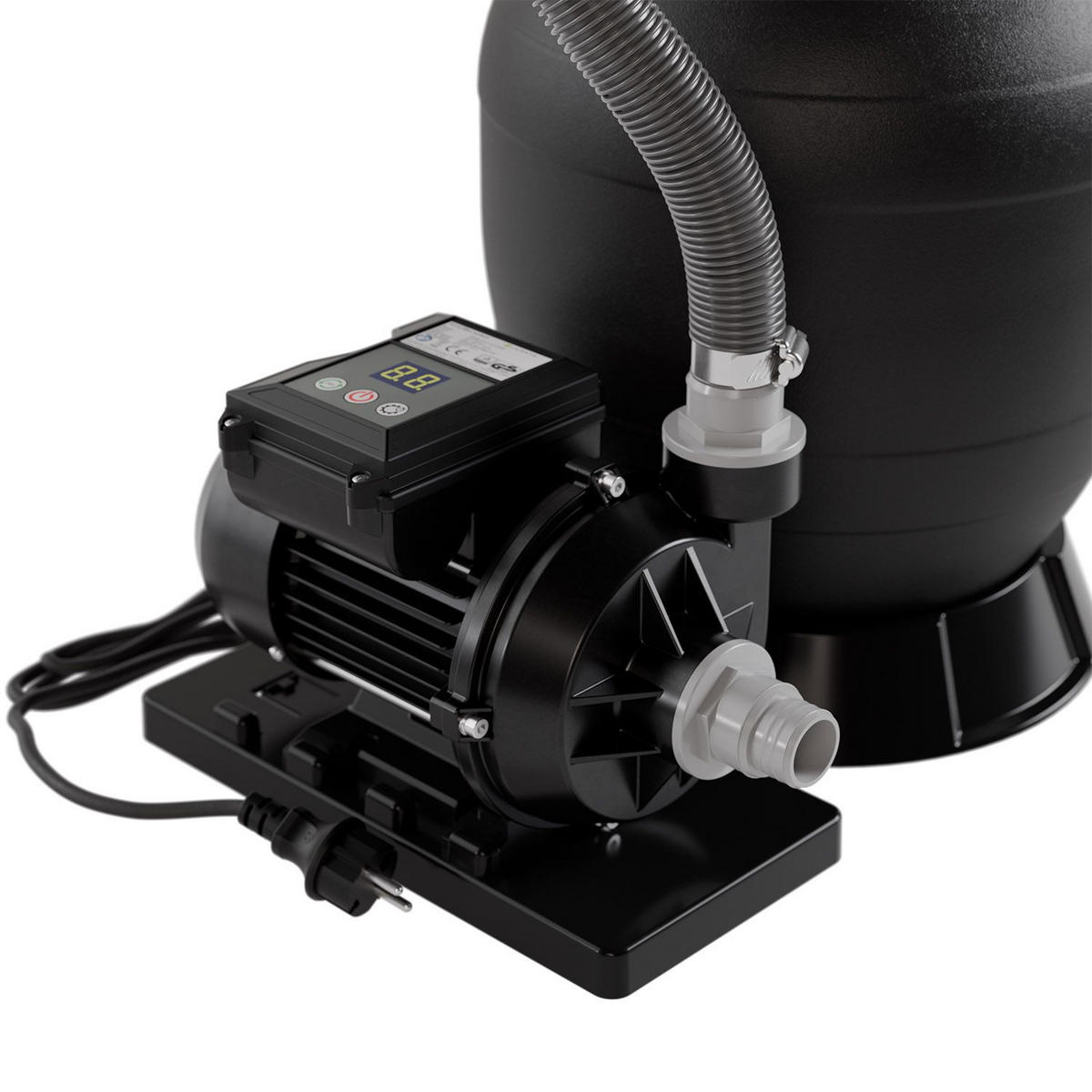 SANDFILTERANLAGE 250W inkl. Timer - Schwarz, Kunststoff (33/41.5/52cm) - Juskys