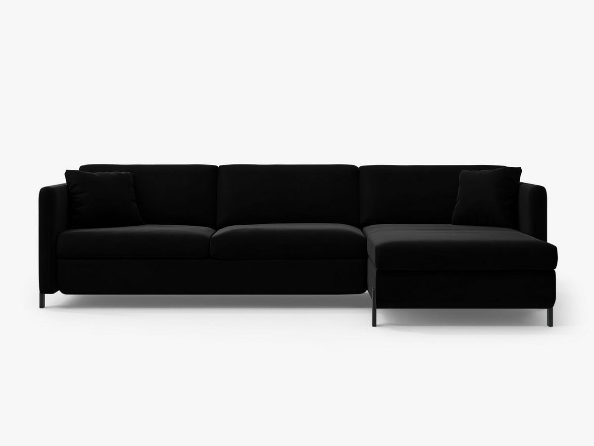 ECKSOFA ausklappbar rechts Gloria aus Samt schwarz 4 Sitzplätze - Schwarz, Textil (260/170cm) - Micadoni