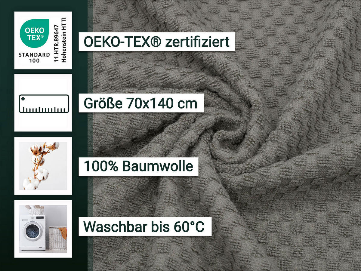 DUSCHTÜCHER, 5er-Set, 70x140 cm, 100% Baumwolle, Grau - Anthrazit, Textil (70/140cm) - Zollner