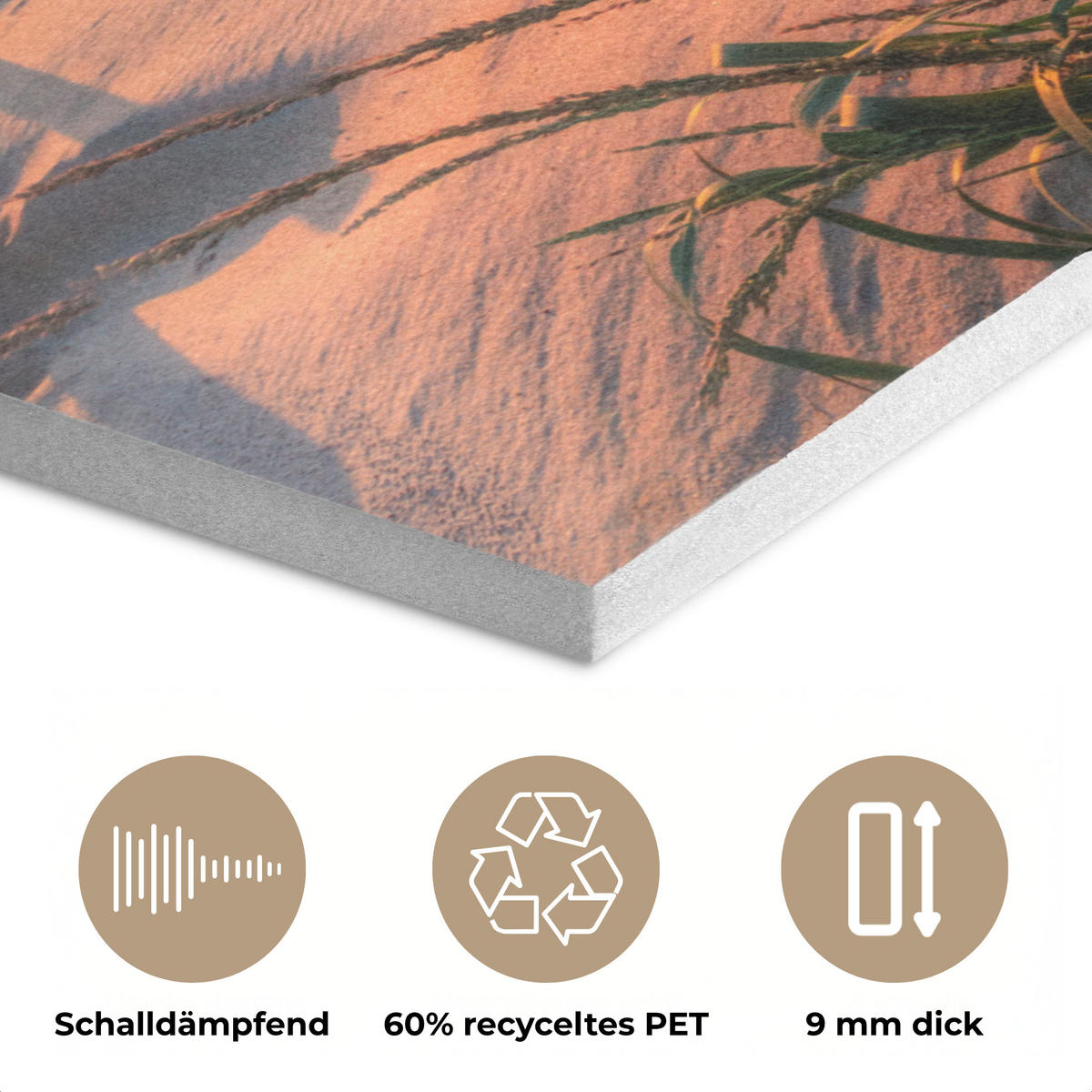 AKUSTIKPANEEL Strand - Meer - Düne - Sonnenuntergang - Landschaft 70x100 cm - Beige, Textil (70/0.9/100cm) - MuchoWow