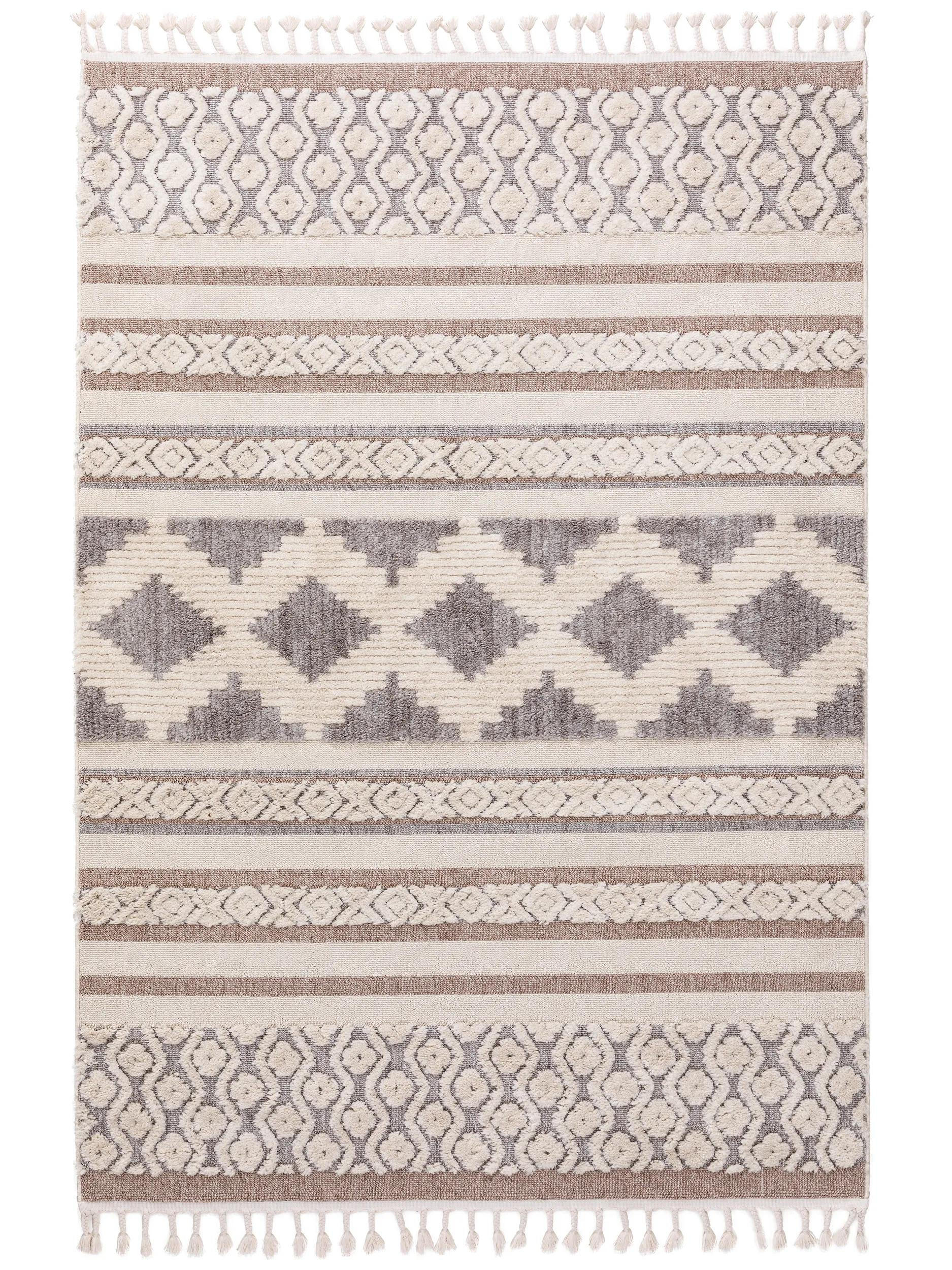 TEPPICH Oyo Cream/Grau 160x230 cm - Creme, Textil (160/230cm) - benuta Pop