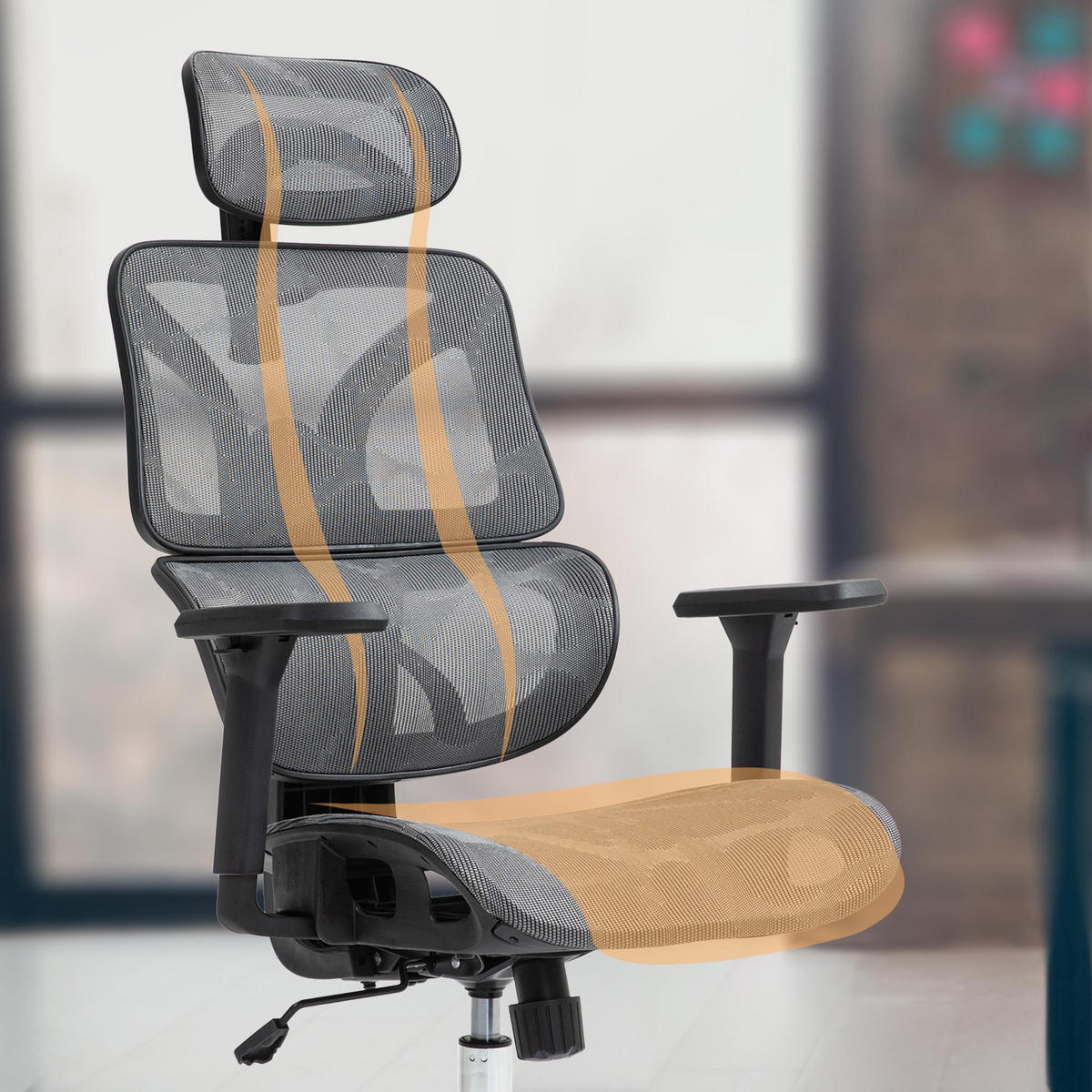 BÜROSTUHL Toren grau - Chromfarben/Grau, Kunststoff/Metall (66/126/76cm) - TPFLiving