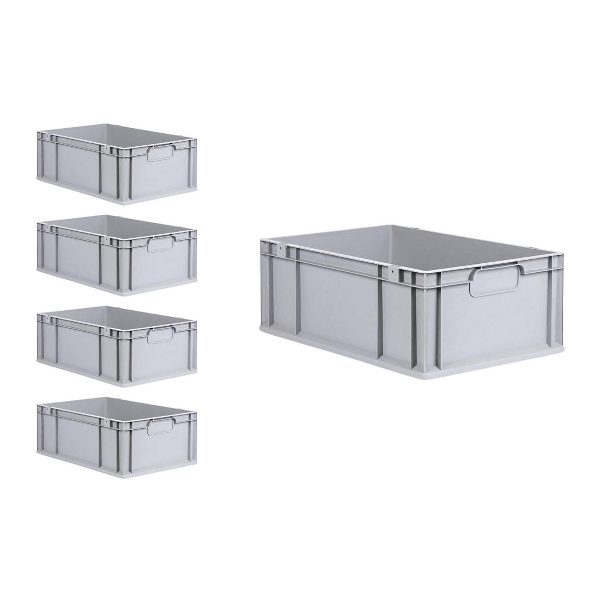 EUROBOX 5x Nextgen Economy Mit Auflagedeckel Grau/Schwarz Griffe Geschlossen - Schwarz, Kunststoff (40/22/60cm) - PROREGAL