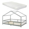 HAUSBETT Treviolo mit Matratze - Hellgrau/Weiß, Holz/Textil (120/200cm) - [en.casa]