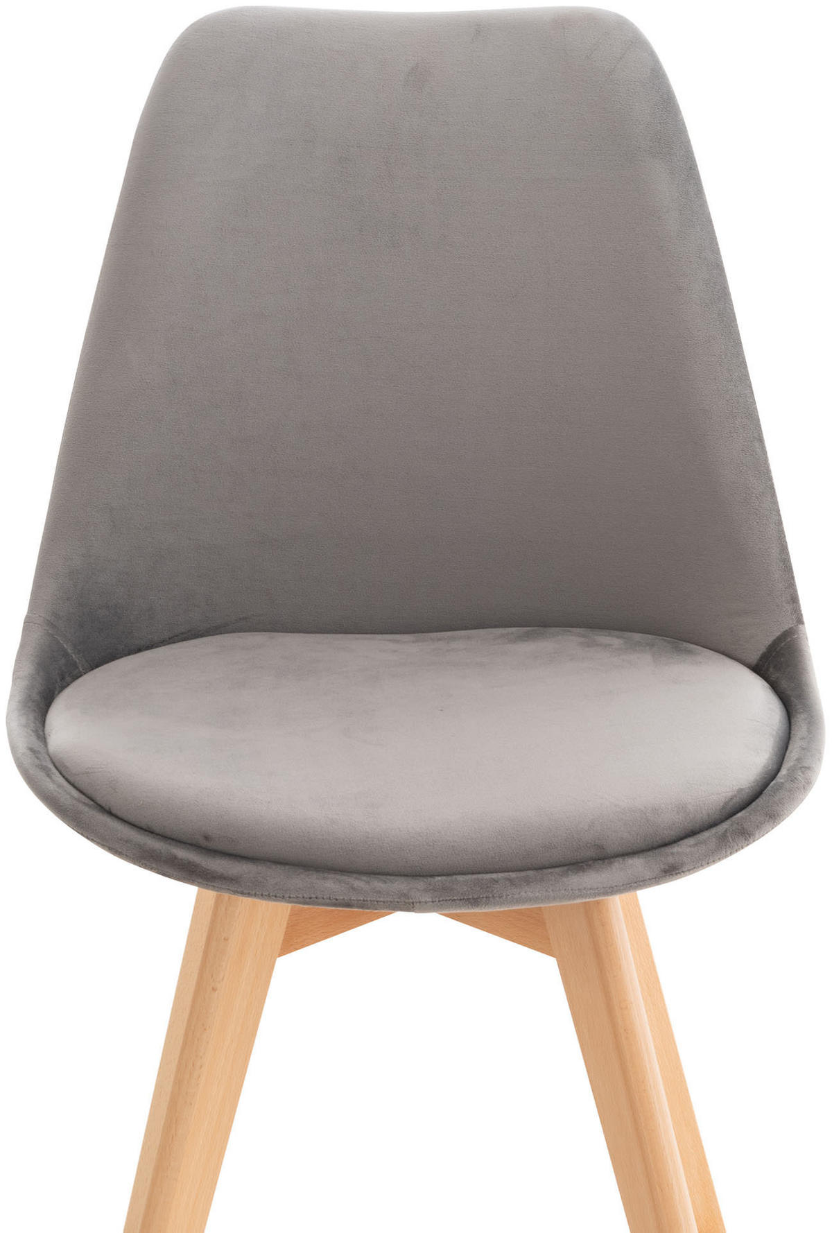 STUHL Samt grau - Eukalyptusholzfarben/Grau, Holz/Textil (49/83/50cm) - CLP