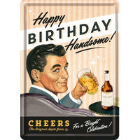MINIBLECHSCHILD 10/14 cm Say it 50's Happy Birthday Man - Multicolor, Metall (10/14cm) - Nostalgic-Art