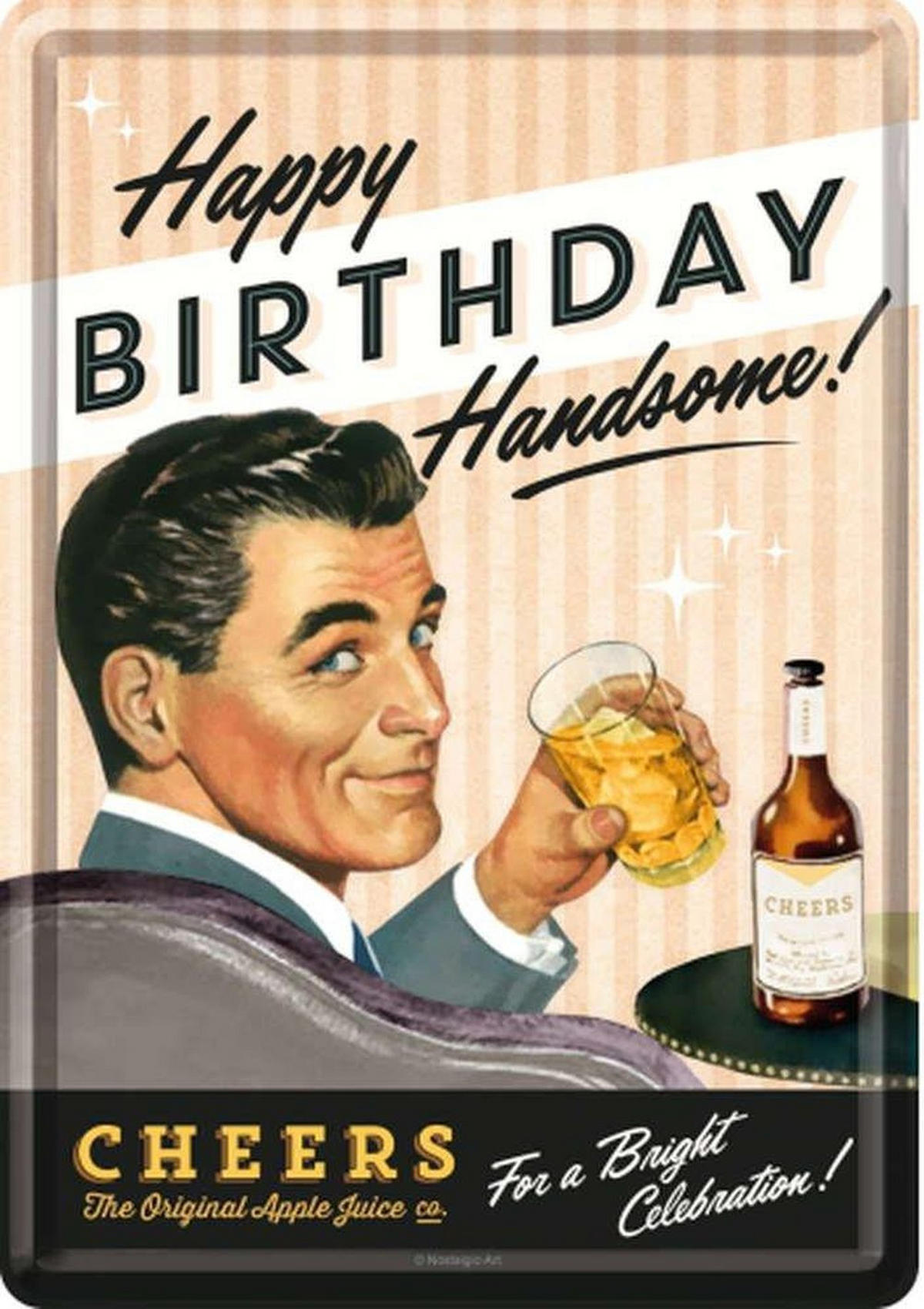 MINIBLECHSCHILD 10/14 cm Say it 50's Happy Birthday Man - Multicolor, Metall (10/14cm) - Nostalgic-Art