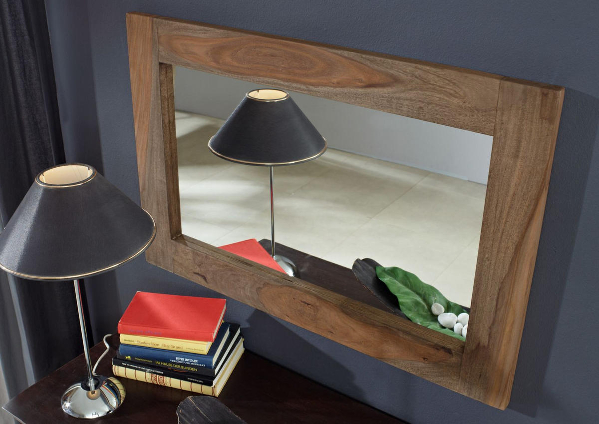 SPIEGEL Sheesham 90x3x60 grau geölt NATURE GREY #709 - Grau, Holz (90/60/3cm) - Massivmoebel24
