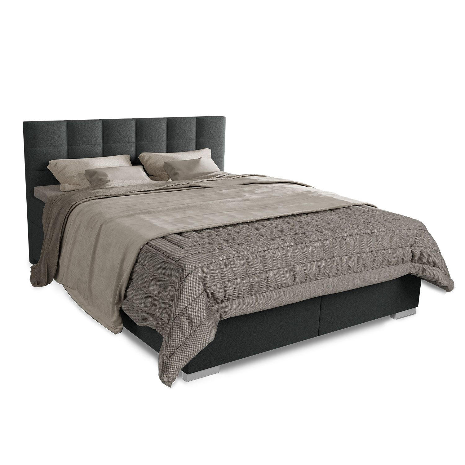 BOXBETT Seattle dunkelgrau 180x200 cm Malmo-Stoff - Dunkelgrau, Textil (180/200cm) - Juskys