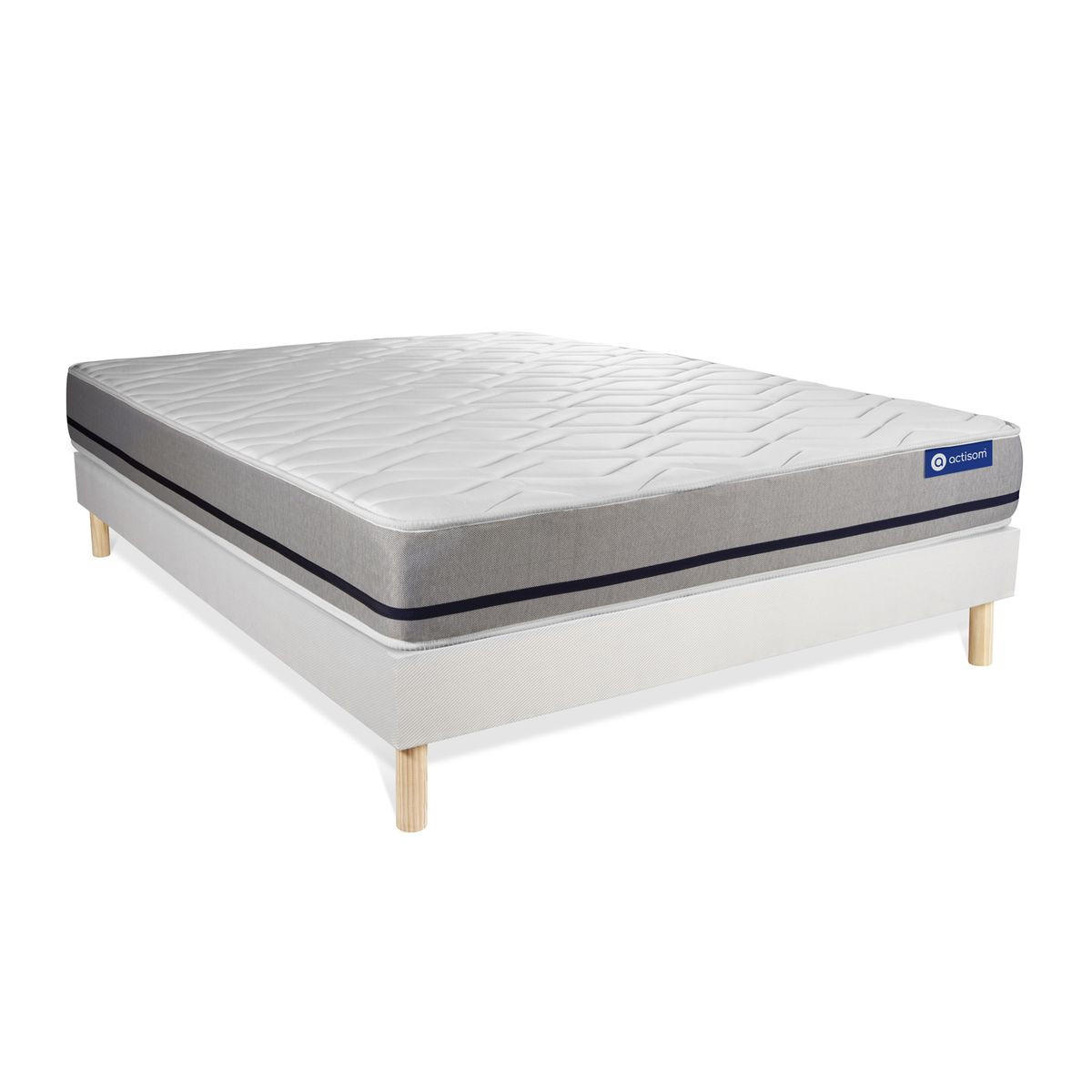 BETT Actimemo soft Memory-Schaum 130 x 190 cm h2 - Kit Bettgestell Weiß - Beige/Weiß, Karton/Holz (130/190cm) - ACTISOM