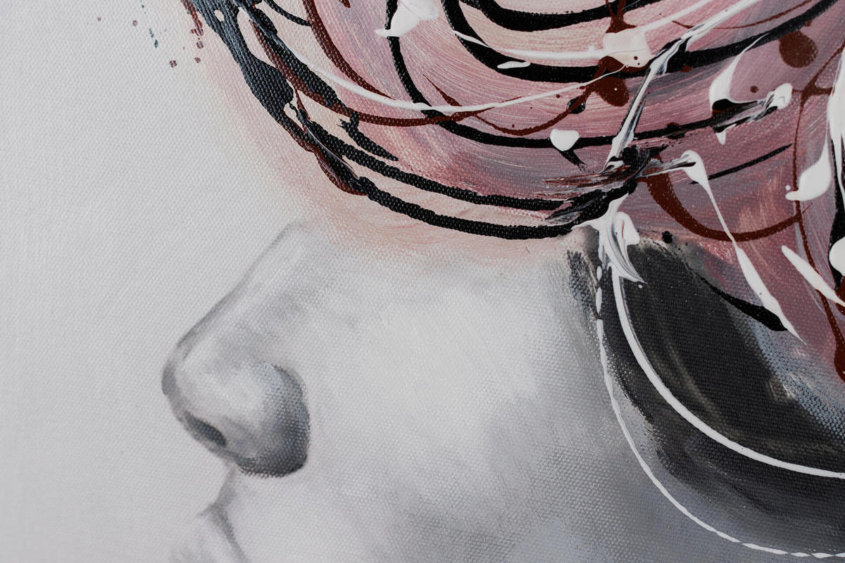 ACRYLBILD HANDGEMALT 60/90 cm - Pink/Grau, Holz/Textil (60/90cm) - KUNSTLOFT