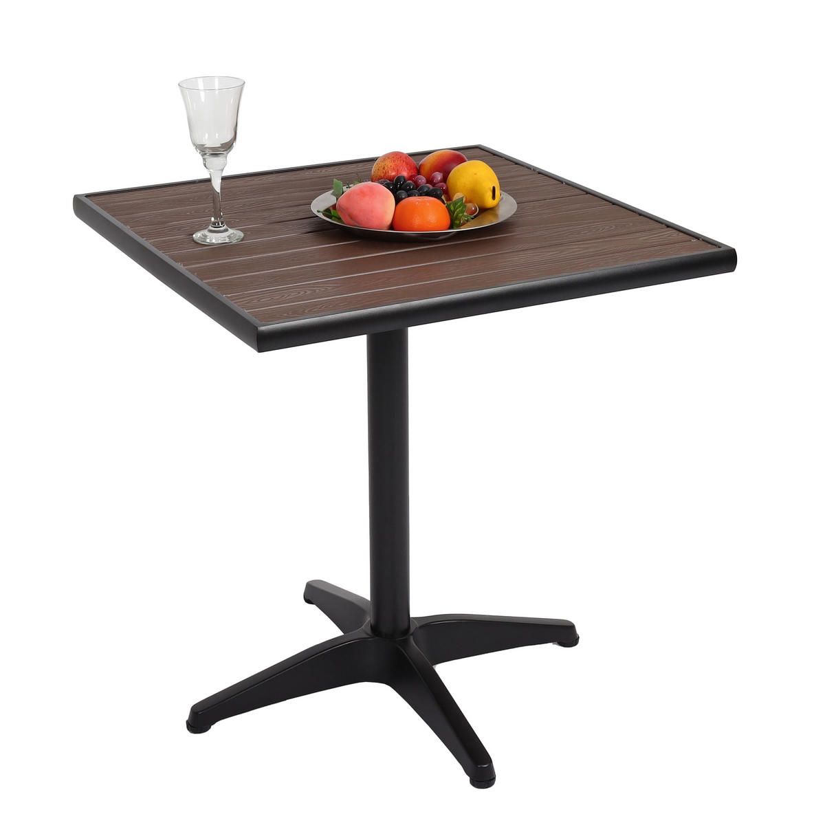 GARTENTISCH Schwarz, Dunkelbraun - Dunkelbraun/Schwarz, Metall (70/70/74cm) - MCW