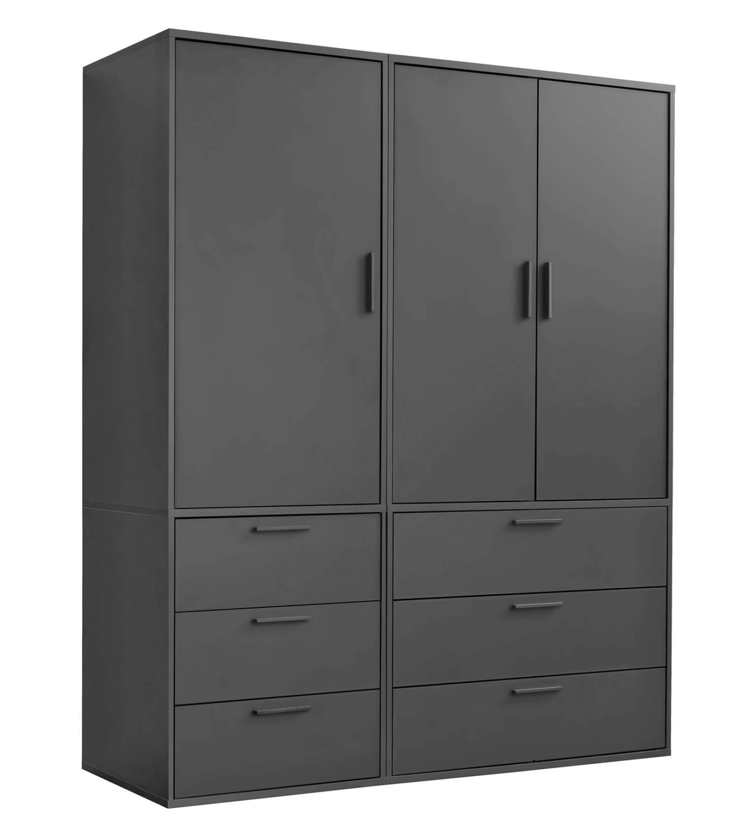 KLEIDERSCHRANK Der Grenzenlose - Anthrazit, Holzwerkstoff (150/187/58cm) - Mokebo