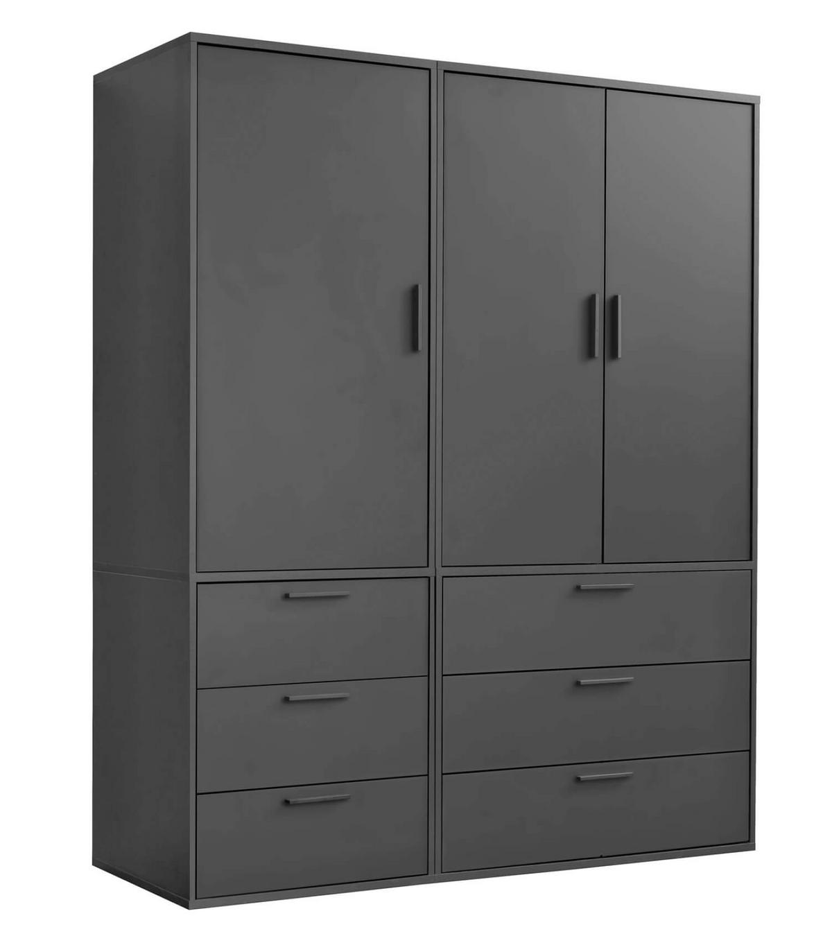 KLEIDERSCHRANK Der Grenzenlose - Anthrazit, Holzwerkstoff (150/187/58cm) - Mokebo