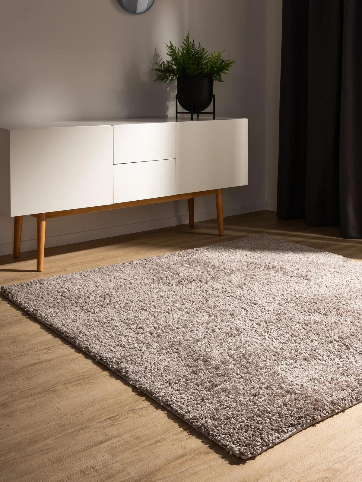 PRALNA kosmata preproga Soho Taupe 160x160 cm - sivorjava, umetna masa (160/160cm) - benuta