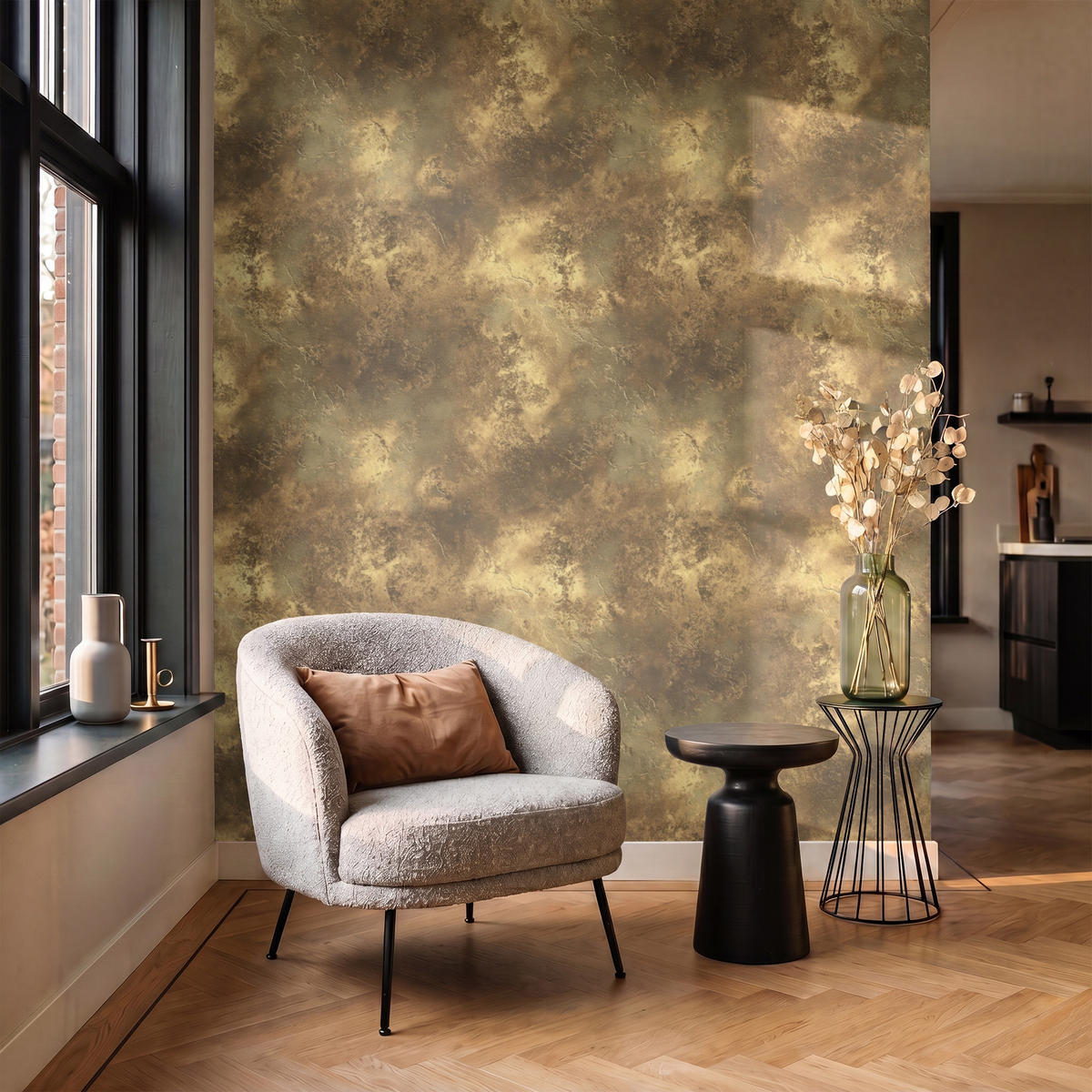 TAPETE - Antik - Metallic-Look - Gold - 160x200 cm - Messingfarben, Papier (160/200cm) - OnlyWow