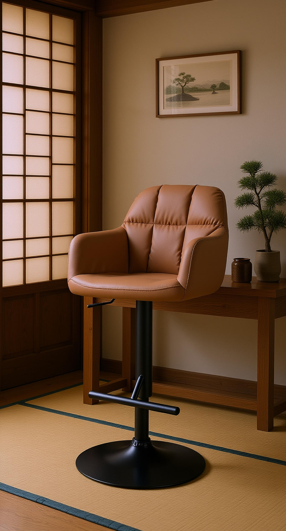 BARHOCKER Nardo Kunstleder schwarz hellbraun - Schwarz/Braun, Kunststoff/Metall (57/118/59cm) - TPFLiving