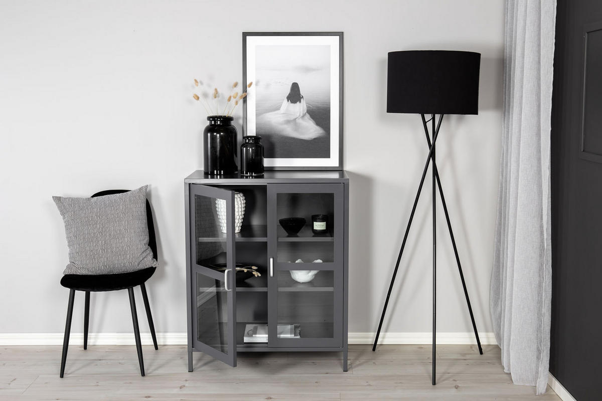 VITRINE hellgrau - Hellgrau, Holzwerkstoff (80/97/43cm) - ebuy24