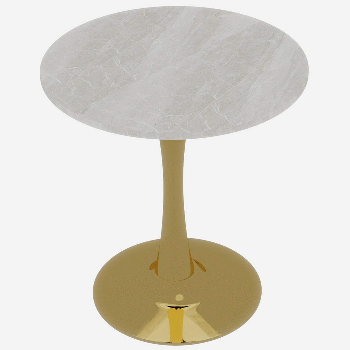 BEISTELLTISCH 70/70/72 cm rund im minimalistischen Design mit Tischplatte in Marmoroptik, Gold/Weiß - Goldfarben, Stein (70/70/72cm) - Redom