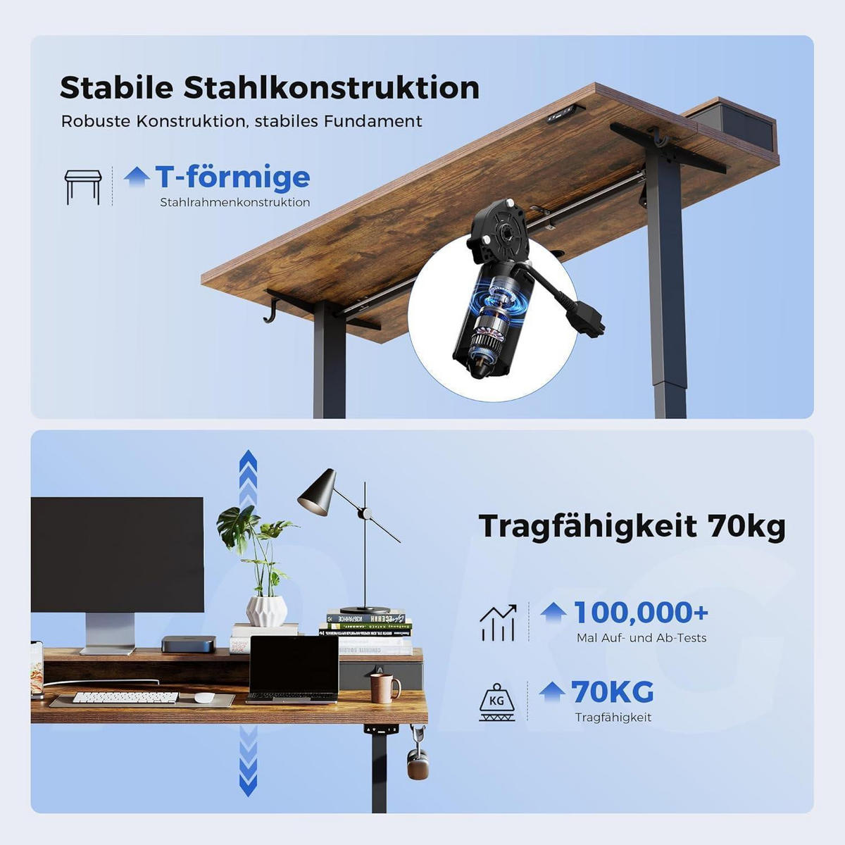 SCHREIBTISCH Höhenverstellbar Elektrisch 140 x 60 cm Braun - Braun, Holzwerkstoff (140/60/75cm)