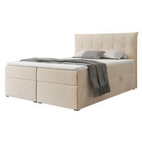 BOXBETT CHESTER 160/200 cm mit Matratze und Topper, Hellbeige - Sandfarben, Holzwerkstoff/Textil (160/200cm) - Idohome